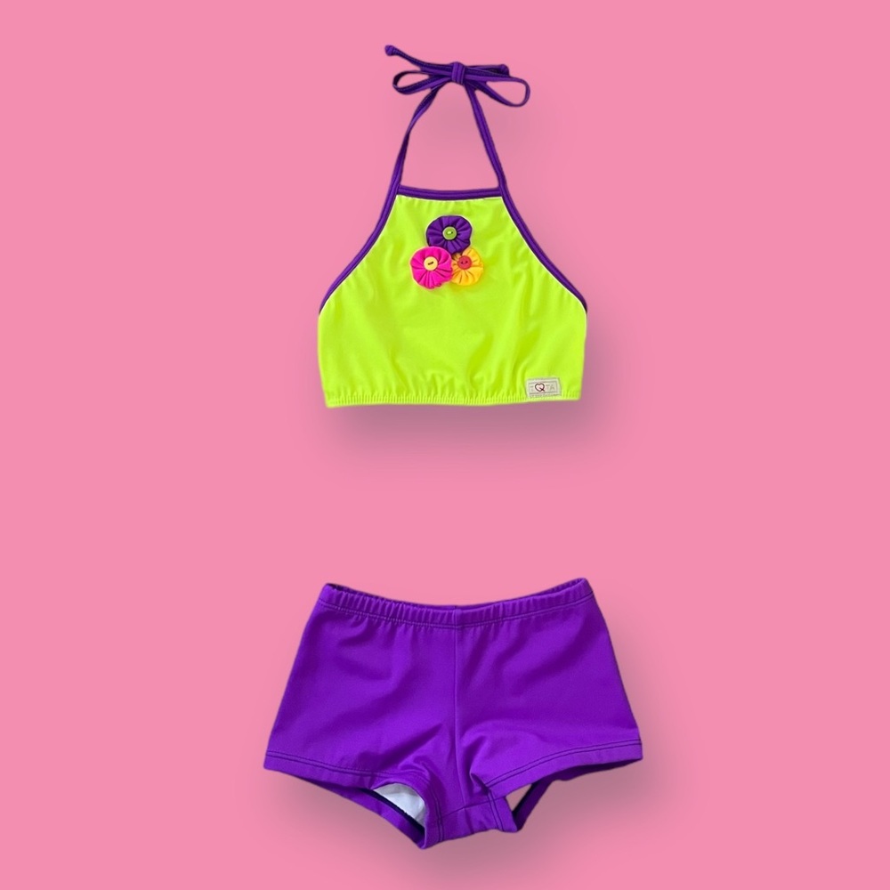 TQTA Girls Flower Power 2Piece Matching Tankini Swim Set.
